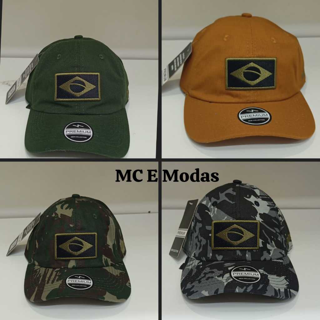 Boné Tático Militar Bandeira Brasil Bordado Camuflado Ajustável Patriota Bandeira Brasil Aba Curva