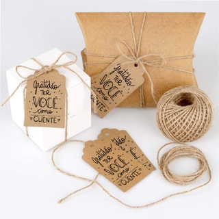 Tags de Papel kraft Impresso com a Frase Gratidão ter você como cliente como na foto do anúncio - com fio de juta em Oferta na Shopee