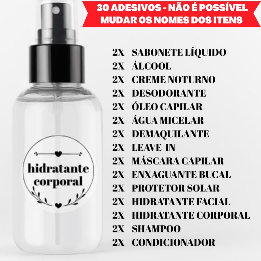 30 adesivos cosméticos para viagem e fracionamento vinil transparente redondo resistente a água 3cm
