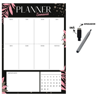 Magnético Geladeira-  Planner Organizador - com caneta que escreve e apaga Imã em Oferta na Shopee