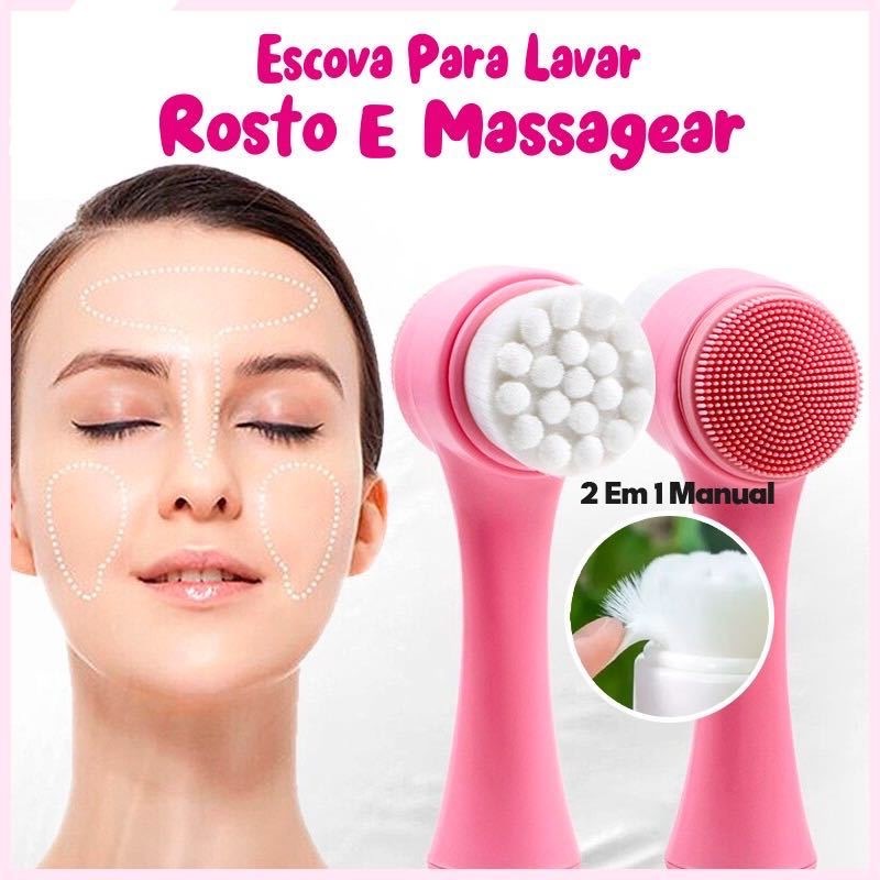 Atacado--Kit12/24UNI  Escova Limpeza Facial 2 Em 1 Aparelho Massagem Esponja Com Caixinha Unitario
