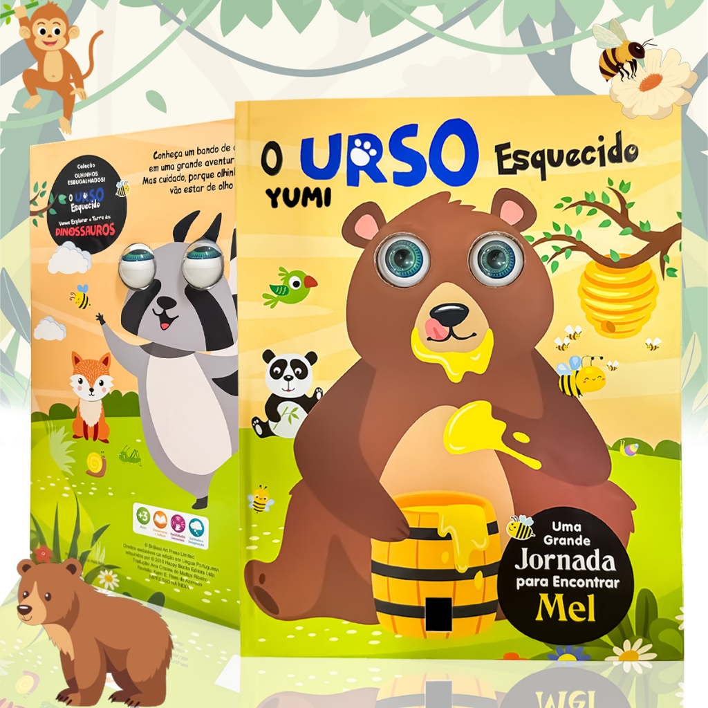 Livro Infantil Do Bebê O Urso Esquecido | Animais Da Floresta | Interativo Com Olhinhos Esbugalhados