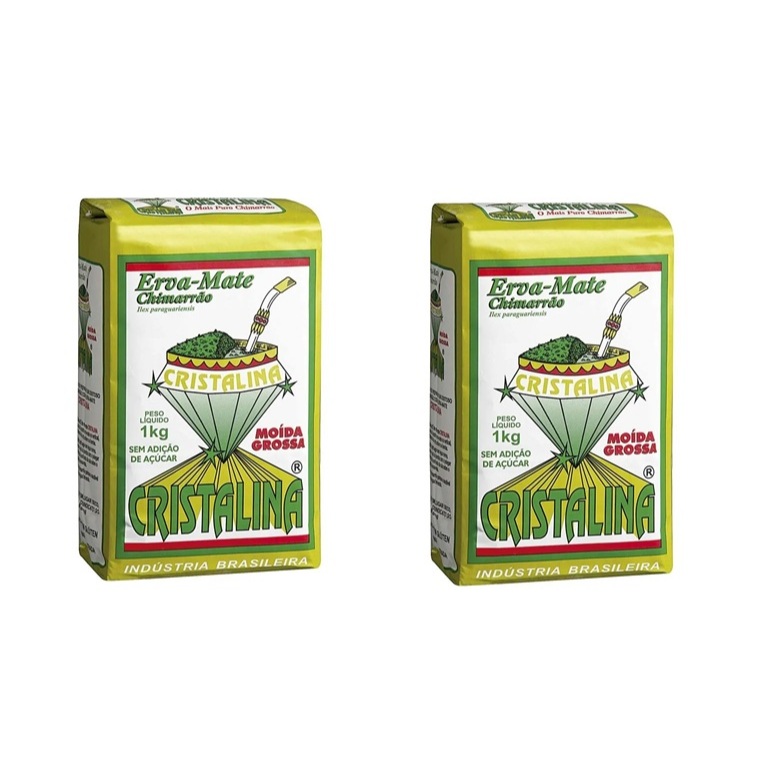Kit 02 pcts Erva-mate Moída Grossa Cristalina 1kg