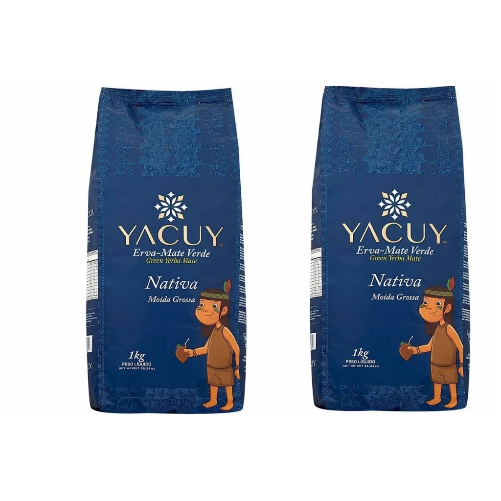 Kit 02 pcts Erva-mate Nativa Moída Grossa Yacuy 1kg cada