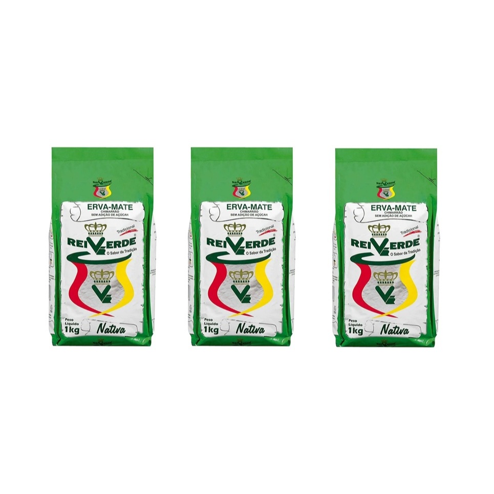 Kit 03 pcts Erva-mate Nativa Rei Verde 1kg cada