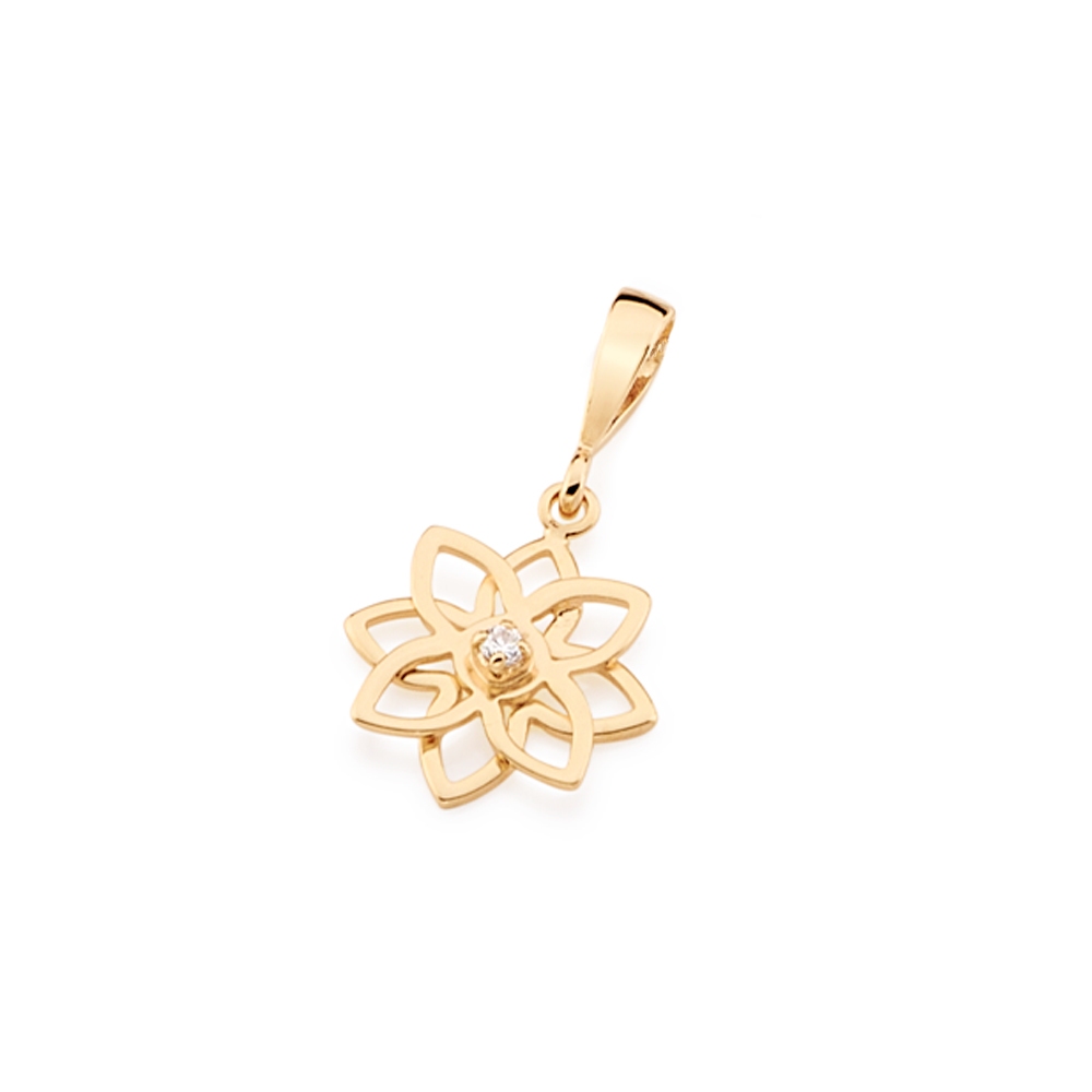 Pingente Flor Banhado a Ouro 18k com Zircônia Cód. 541929