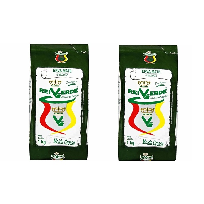 Kit 02 pcts Erva-mate Moída Grossa Rei Verde 1kg