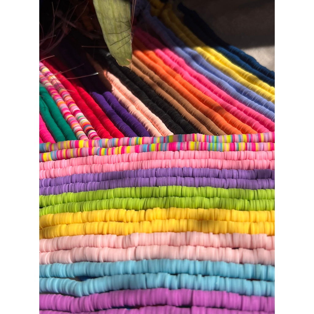 Fio Disco Fimo 6mm Miçanga Emborrachada 40cm | Contas Para Pulseira, Colar, Choker, Bijuteria