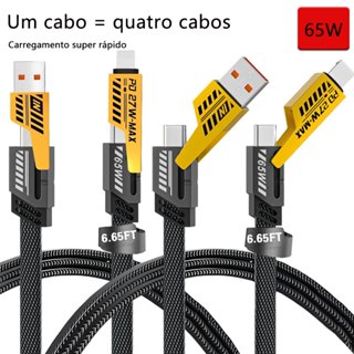Carregamento super rápido Turbo Tipo C Cabo 4 Em 1 Multifuncional Cabo De Dados Universal De Carregamento Rápido em Oferta na Shopee