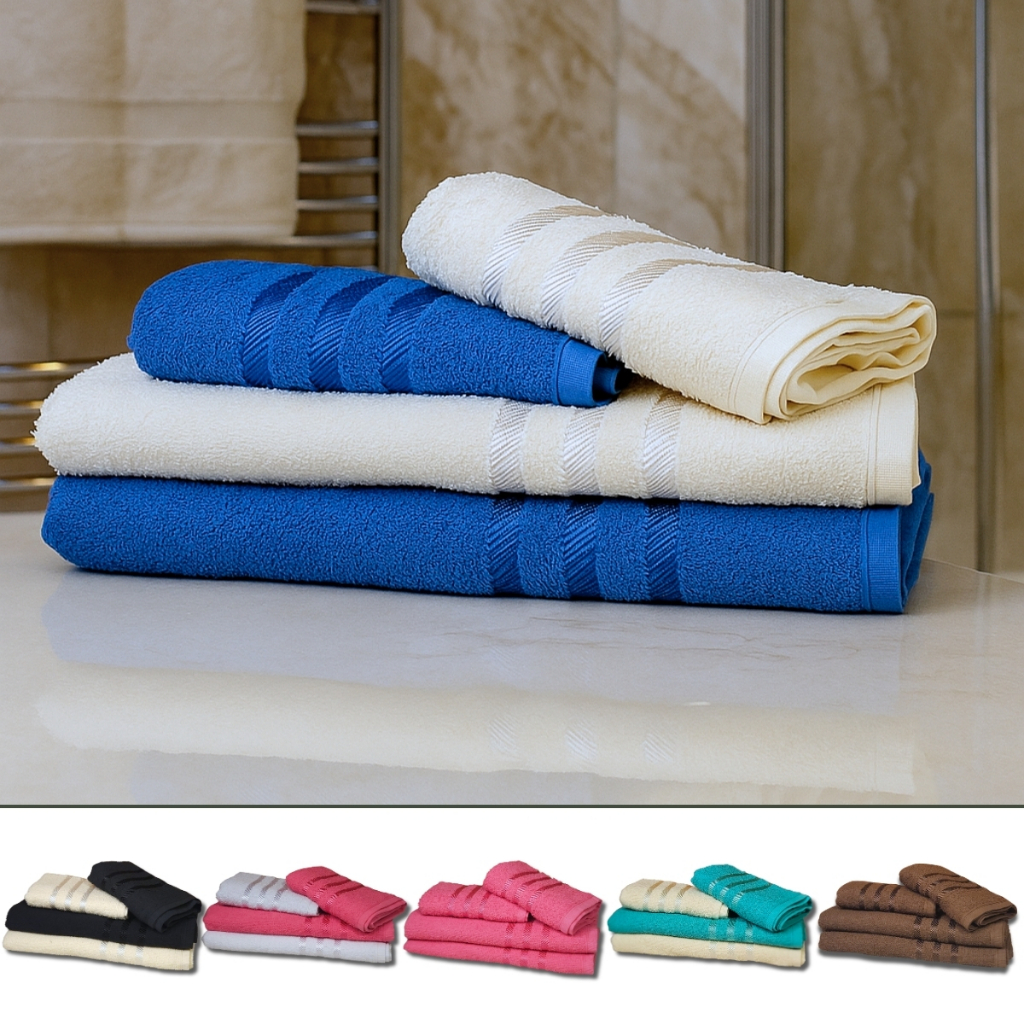Jogo de Toalhas 4 Peças Banho e Rosto 100% Algodão Macias Secagem Rápida