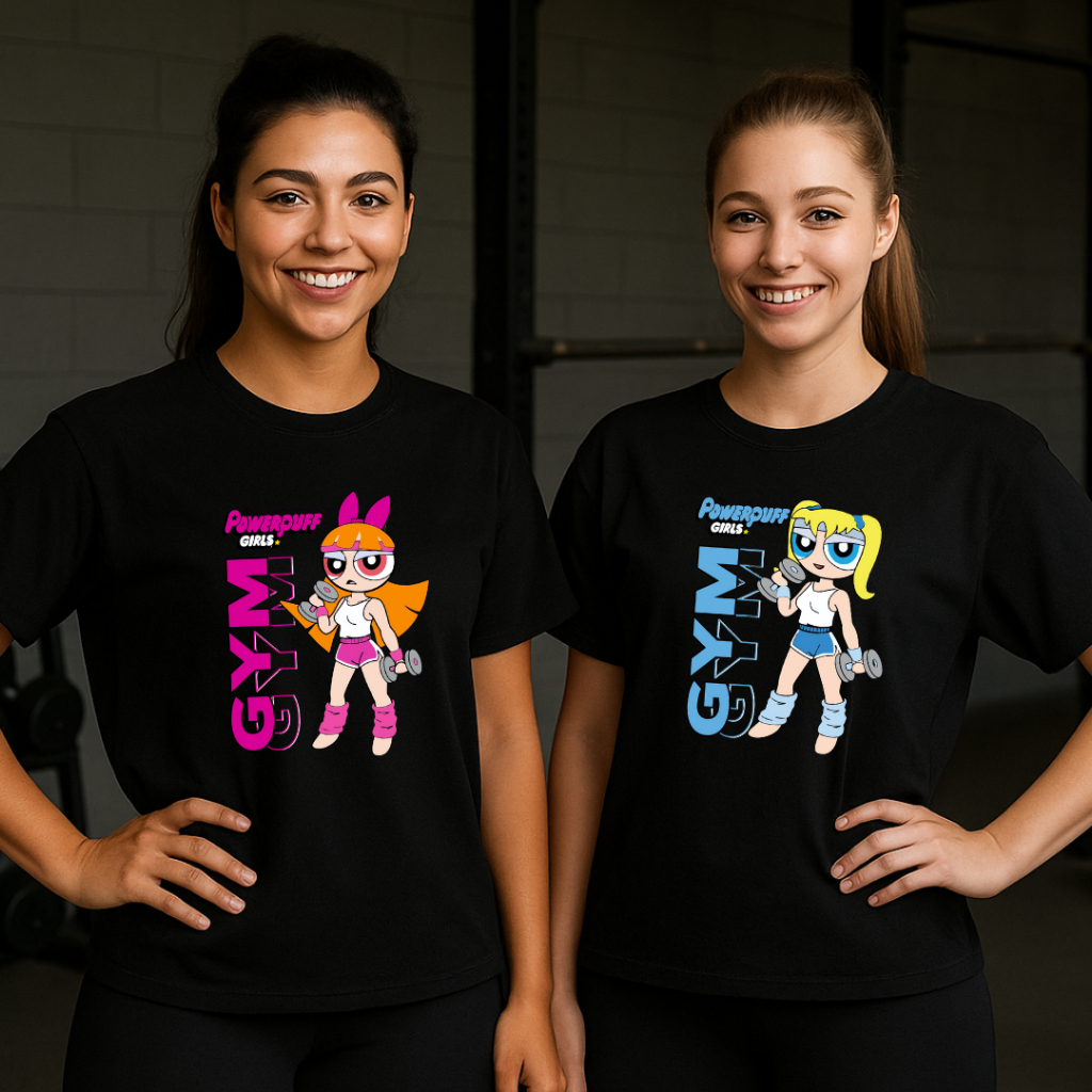 Kit 2 Camisetas Tshirt GYM Feminina Meninas Super Poderosas Para Academia Crossfit e Treinos