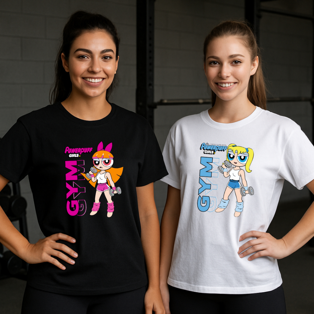 Kit 2 Tshirt Camiseta Feminina GYM das Meninas Super Poderosas Para Academia Crossfit e Treinos