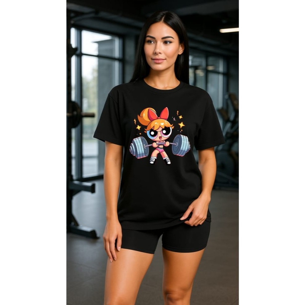 Camisa Oversized Estampada Feminina Super Poderosas Fitness Roupas de Academia
