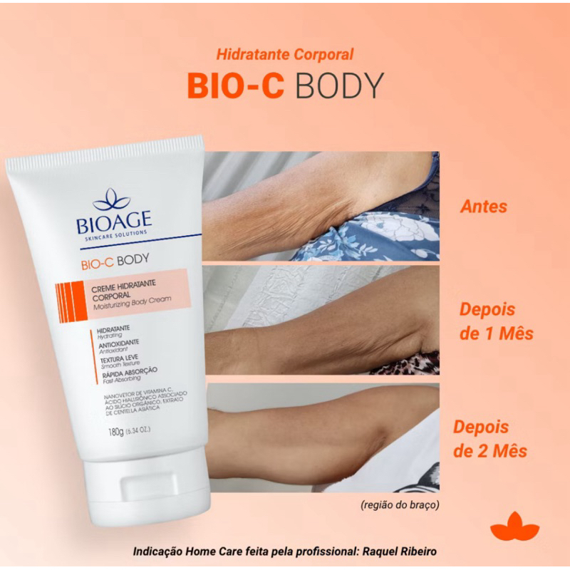 HIDRATANTE CORPORAL VITAMINA C BIOAGE PARA FIRMAR A PELE, TRATA FLACIDEZ: 180g 1060-A