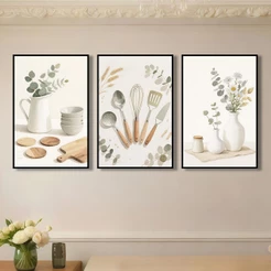 Quadros Decorativos para Cozinha Moderna Conjunto 3 Peças 30x50cm Presente Decorativo