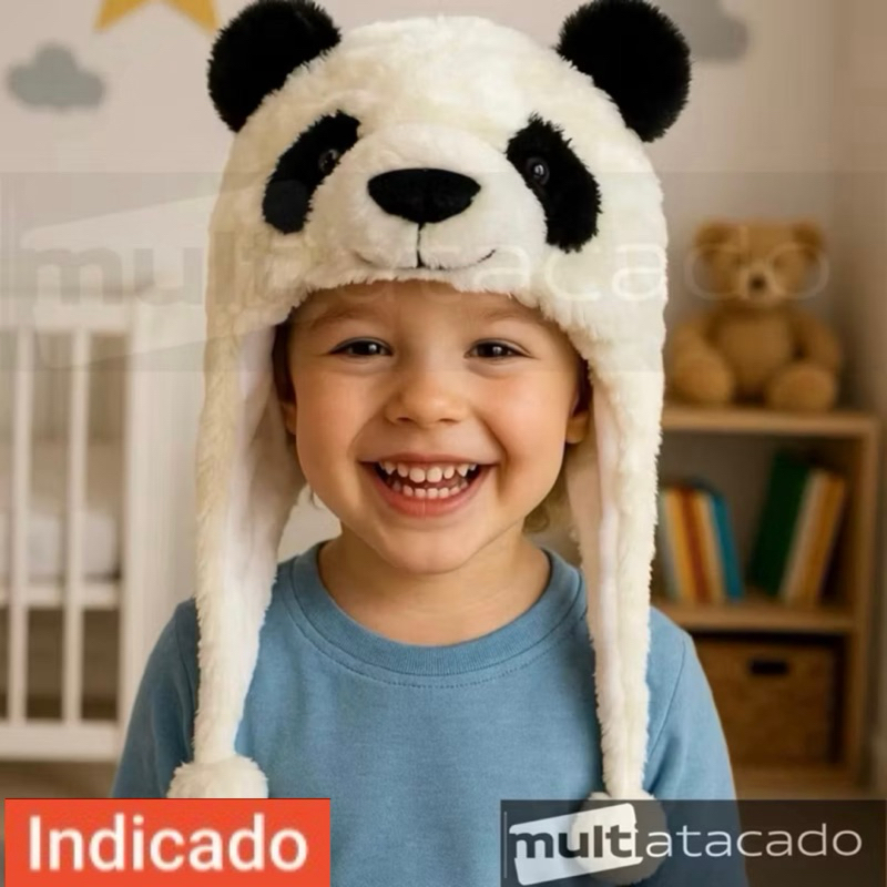 Touca Infantil de Bichos Gorro de Animais Pelúcia Gorro de Bichinho Chapéu  de Orelhas  Chapéu de Coelho Luminoso Chapéu