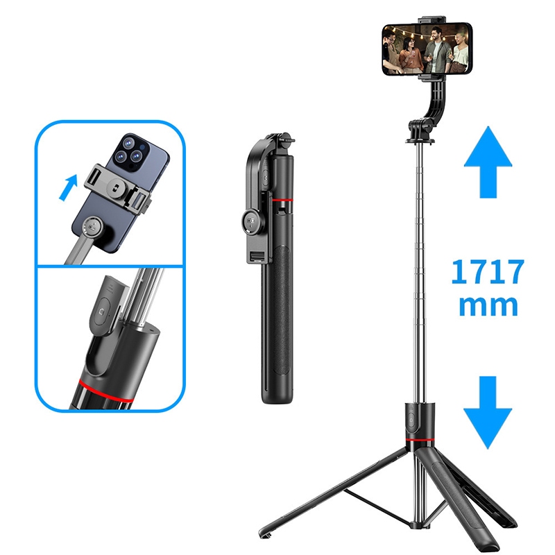 Hmaston 1.7M Bastão Pau De Selfie Tripé Retrátil 360° Com Controle Remoto Bluetooth Para Celular em Oferta na Shopee