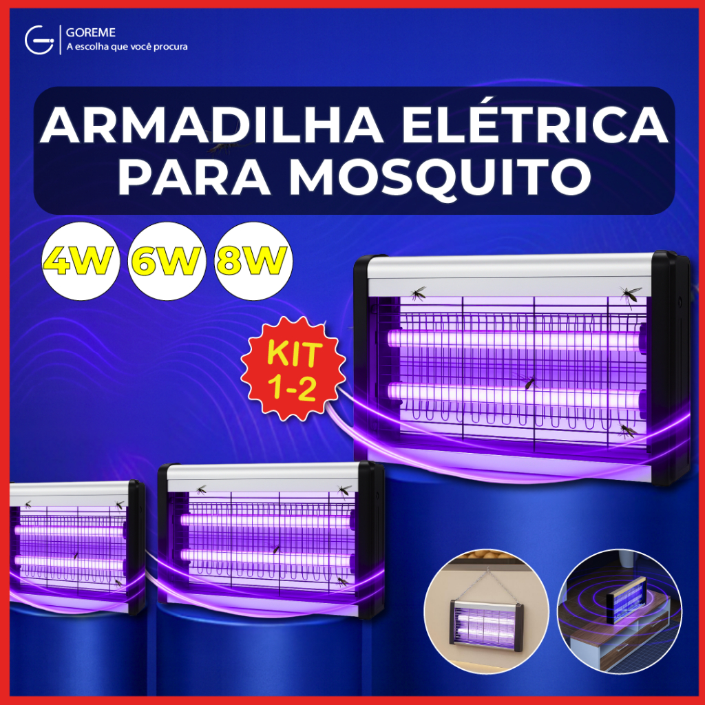 Armadilha Elétrica para Mosquito 4W 6W 8W Mata Insetos Luminária Led com Suporte para Parede em Oferta na Shopee