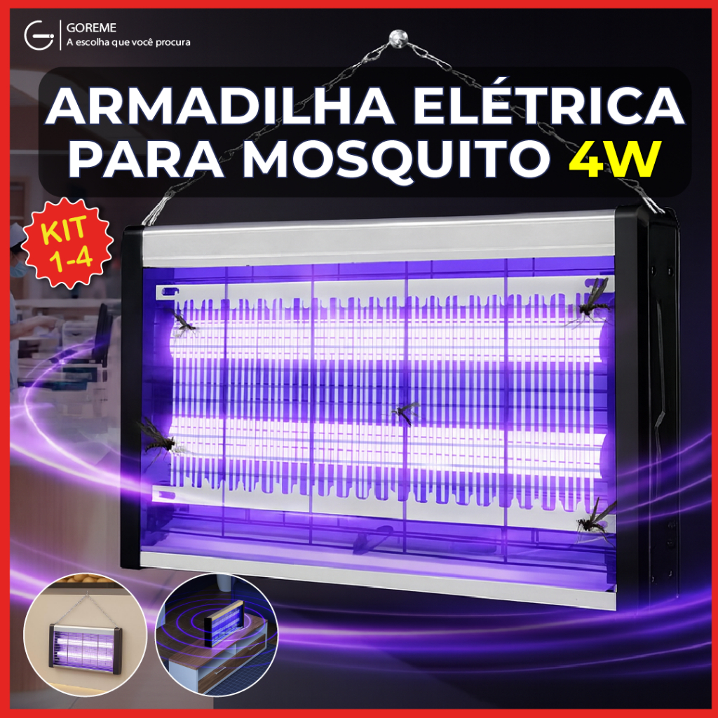 Kit variação de 1 a 4 itens Armadilha Elétrica para Mosquito 4W Mata Insetos Luminária Led com Suporte para Parede em Oferta na Shopee
