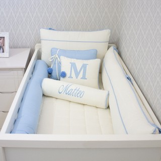 Kit Berço Pompom Personalizado com Nome 10 Peças Enxoval Bebê Menina ou Menino