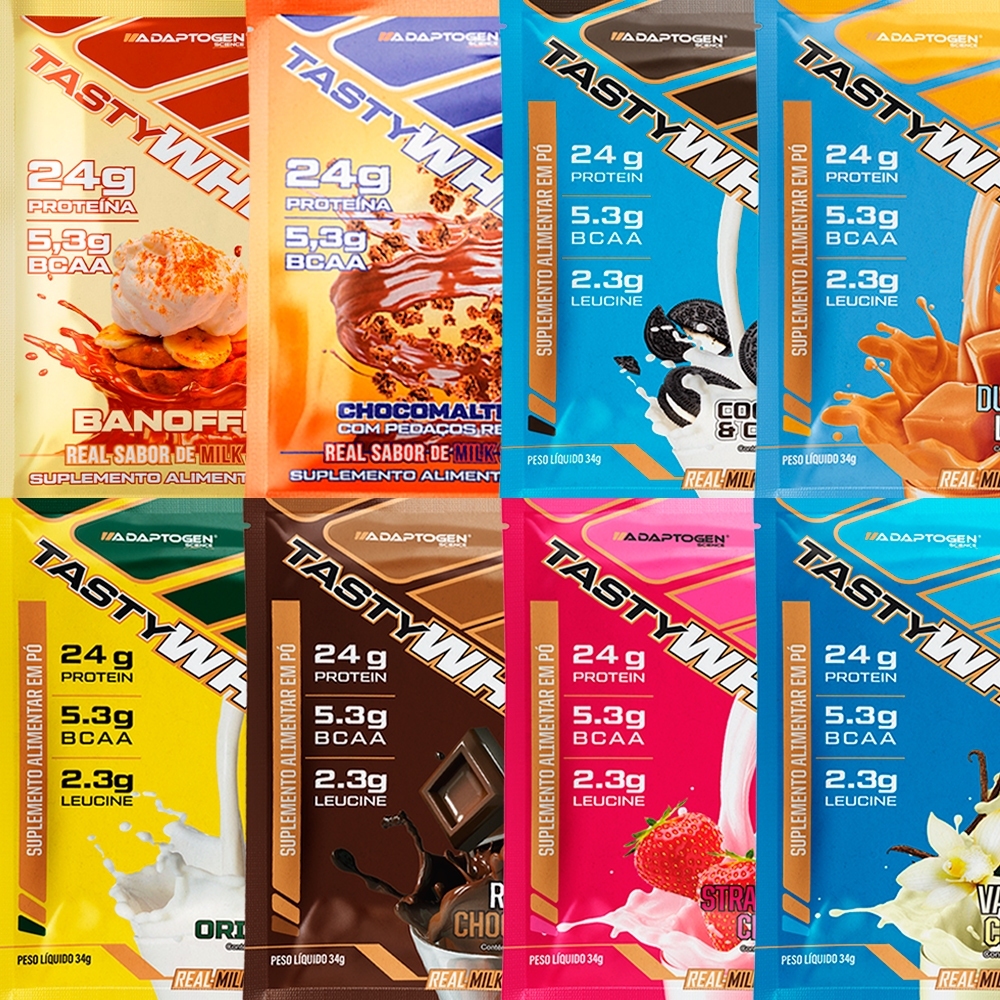 KIT DEGUSTAÇÃO WHEY ADAPTOGEN - DIVERSOS SABORES EM DOSE INDIVIDUAL - TASTY WHEY ADAPTOGEN