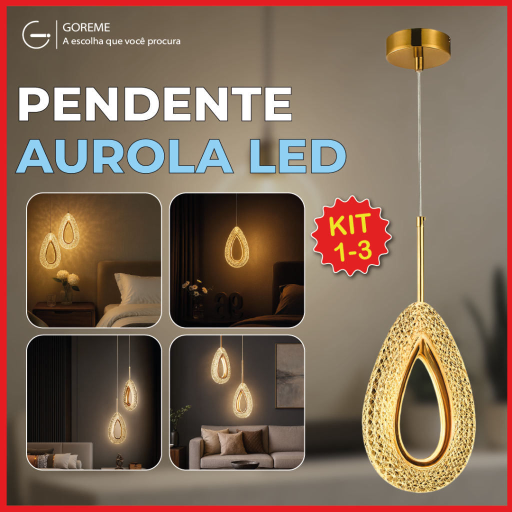 Luminária Pendente Lustre Aurola de Luxo Cristal Dourada Moderna Ajuste Formato Gota Bivolt em Oferta na Shopee