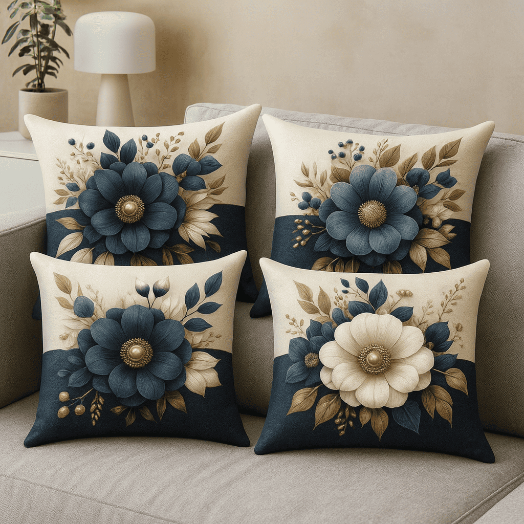 kit com 4  capas para almofada estampas flores variadas lançamento 45x45 em Oferta na Shopee