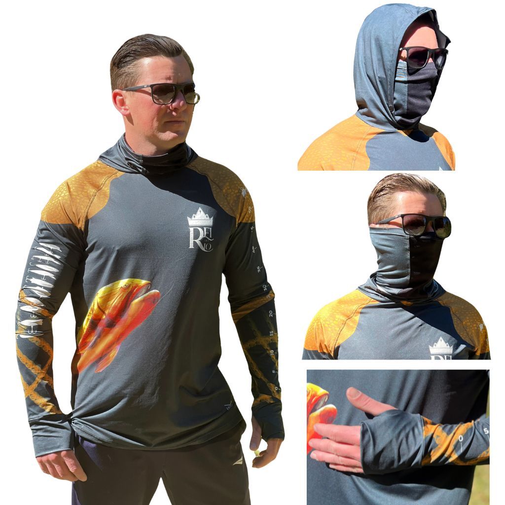 Camiseta Pesca Camuflada com Proteção UV + Kit Luva, Touca e Tubeneck Integrados