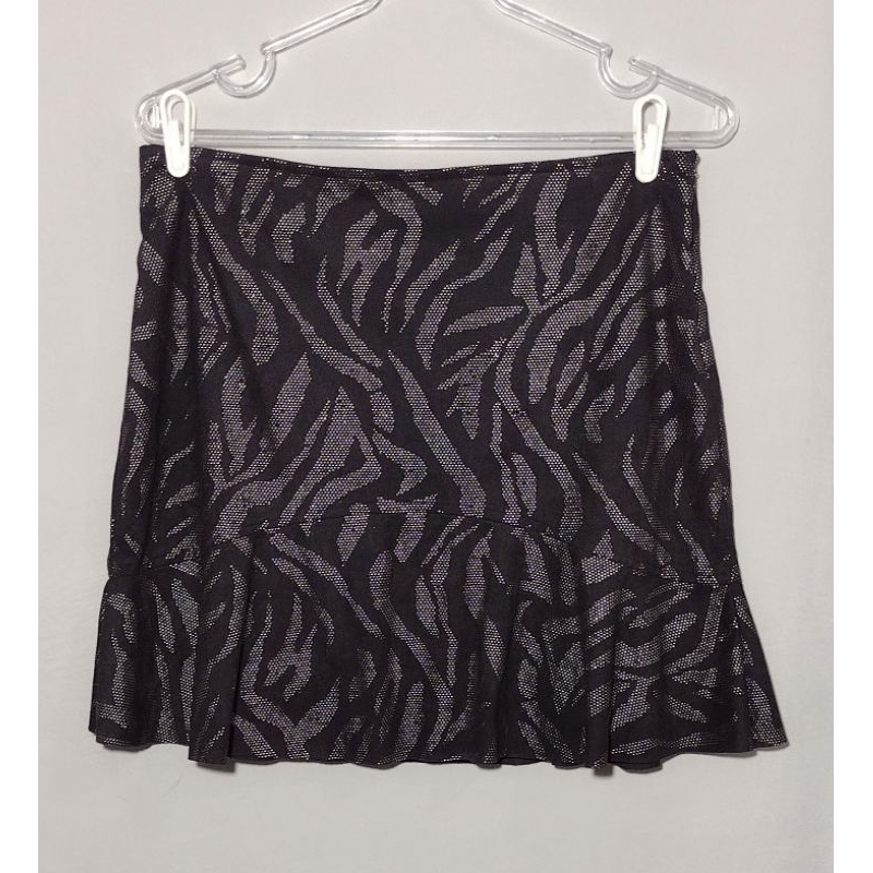 Mini Saia Vintage barra godê em Suede textura camurça com pontinhos prateados M [ VER MEDIDAS NA DESCRIÇÃO]