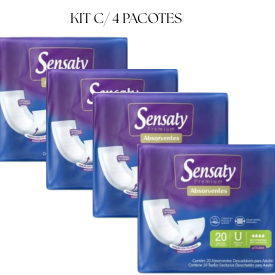 Absorvente Unisex geriátrico - Capricho Sensaty - c/ Fitas adesivas c/ 20 unid. (Kit com 4 pacotes )