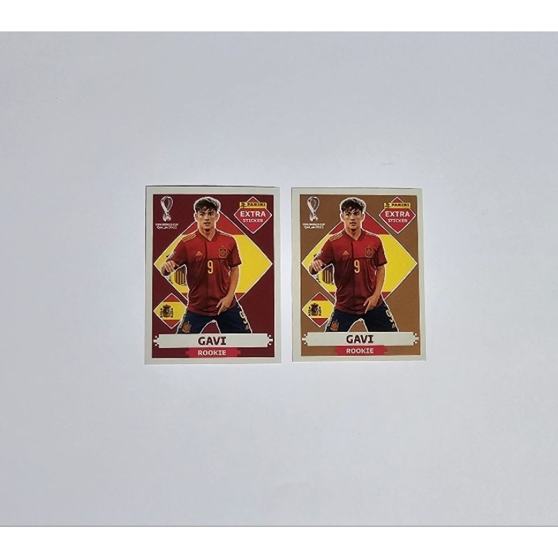 KIT 2 Figurinhas Extras Gavi Bordô e Bronze - Copa do Mundo 2022