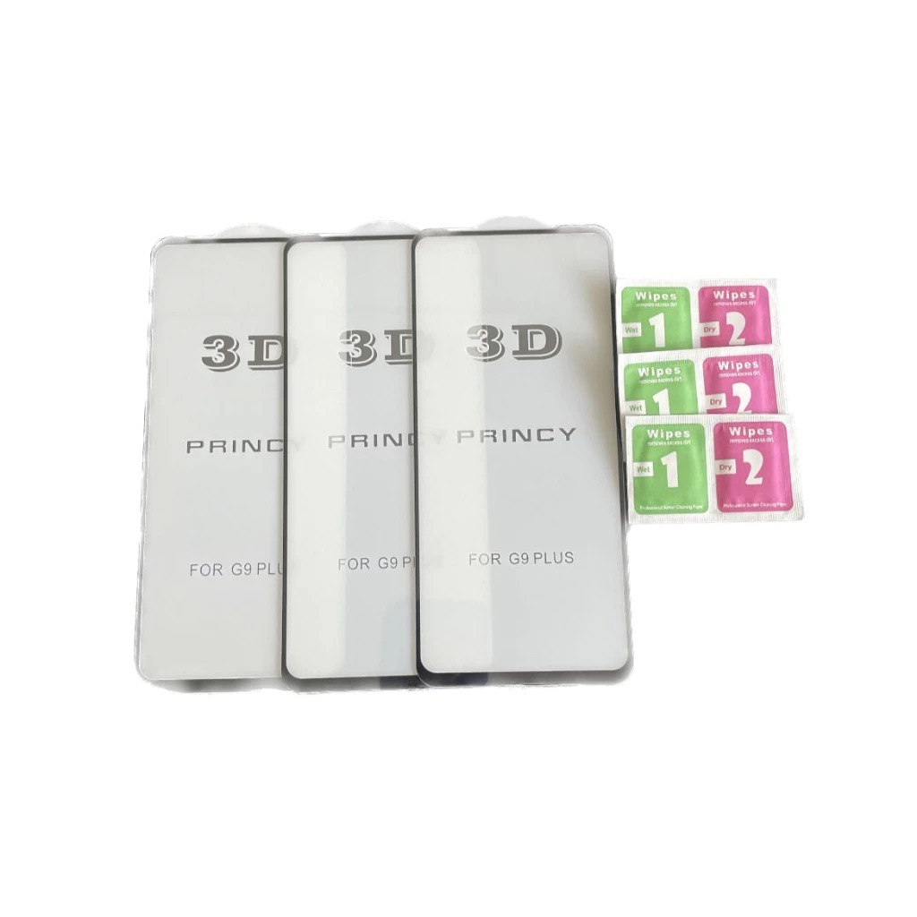 3 Películas 3D (Moto G9 Plus) De Vidro + Kit De Limpeza
