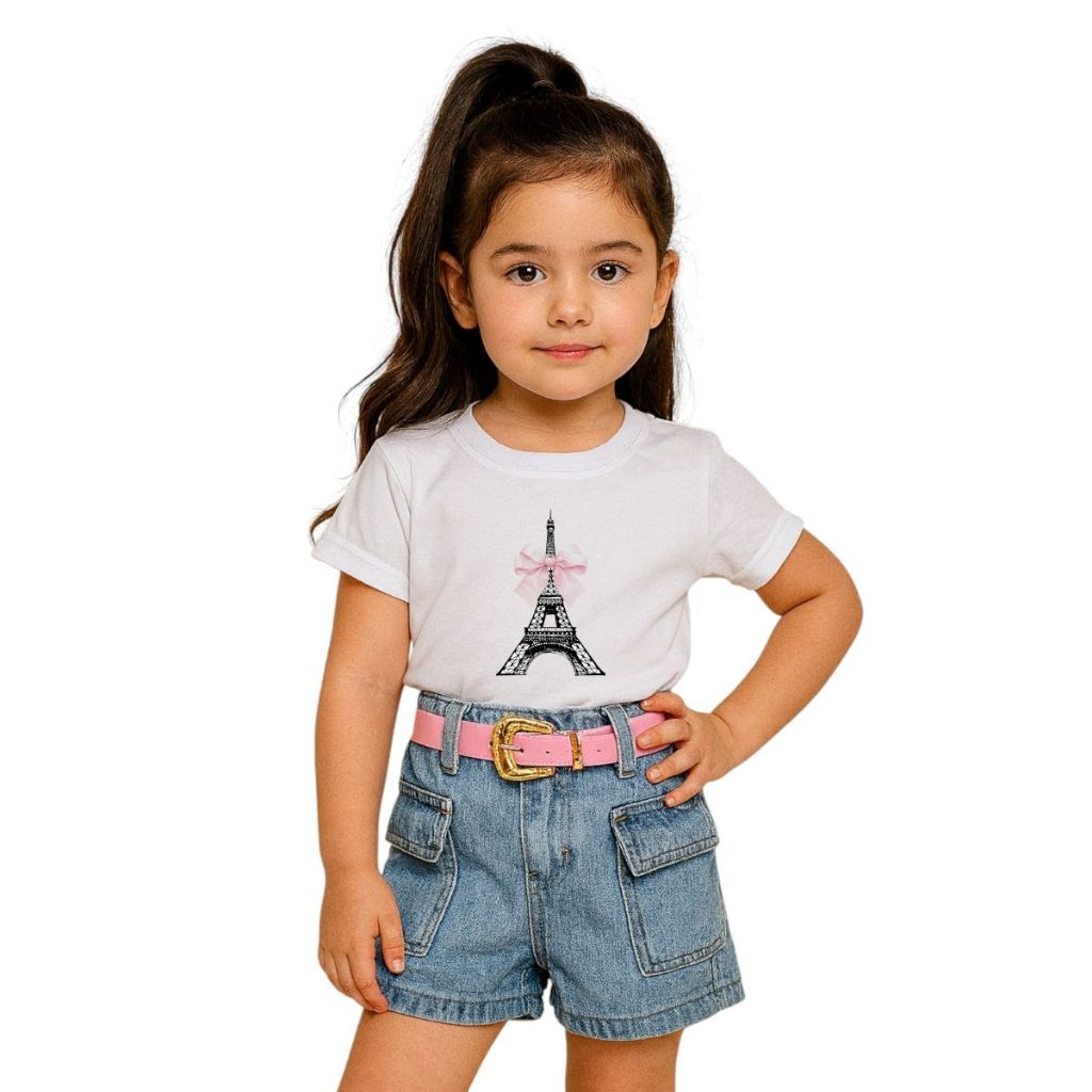 Roupa De Menina Short Cargo Jeans Cropped Modinha Mini Diva Conjunto Verão Meninas Look Blogueirinha Chic Confortável