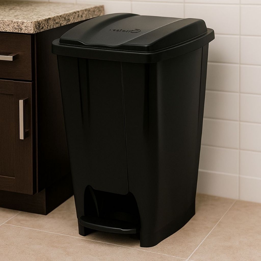 Lixeira de Banheiro 20 Litros Com Pedal e Tampa em Plástico Resistente Preta e Branca em Oferta na Shopee