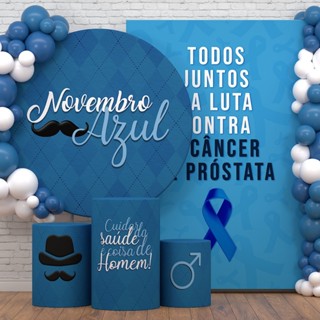 Decoração Novembro Azul: Capas e Painel Novembro Azul Sublimado Veste Fácil Em Tecido em Oferta na Shopee