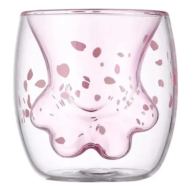 Copo Vidro Duplo Rosa Patinha Gato Pet Térmico em Oferta na Shopee