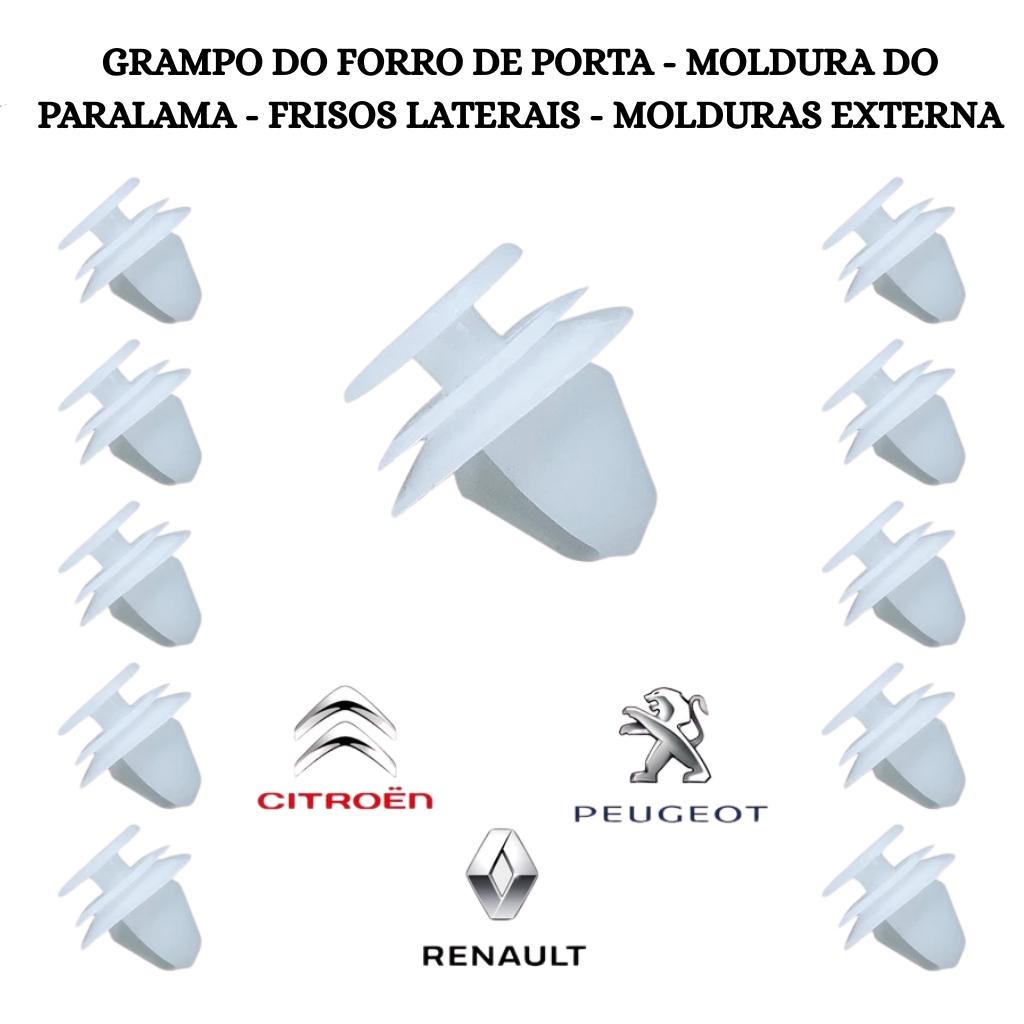 10 Presilhas Forro Porta Citroen C3 C4 Peugeot 207 307 Logan Branco em Oferta na Shopee