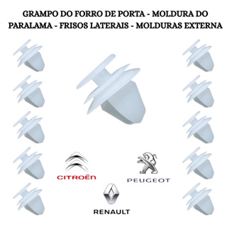 10 Presilhas Forro Porta Citroen C3 C4 Peugeot 207 307 Logan Branco em Oferta na Shopee