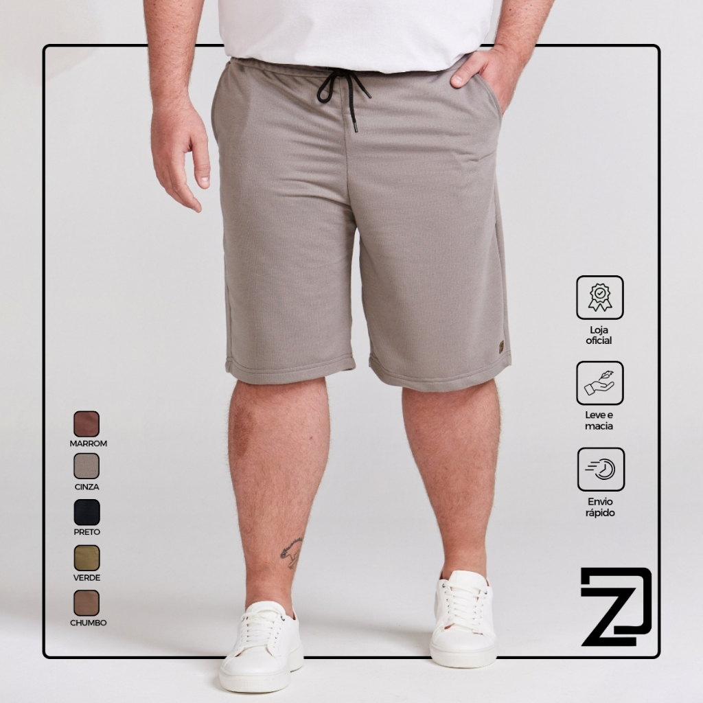 Bermuda Shorts Moletinho Masculino Plus Size em Oferta na Shopee