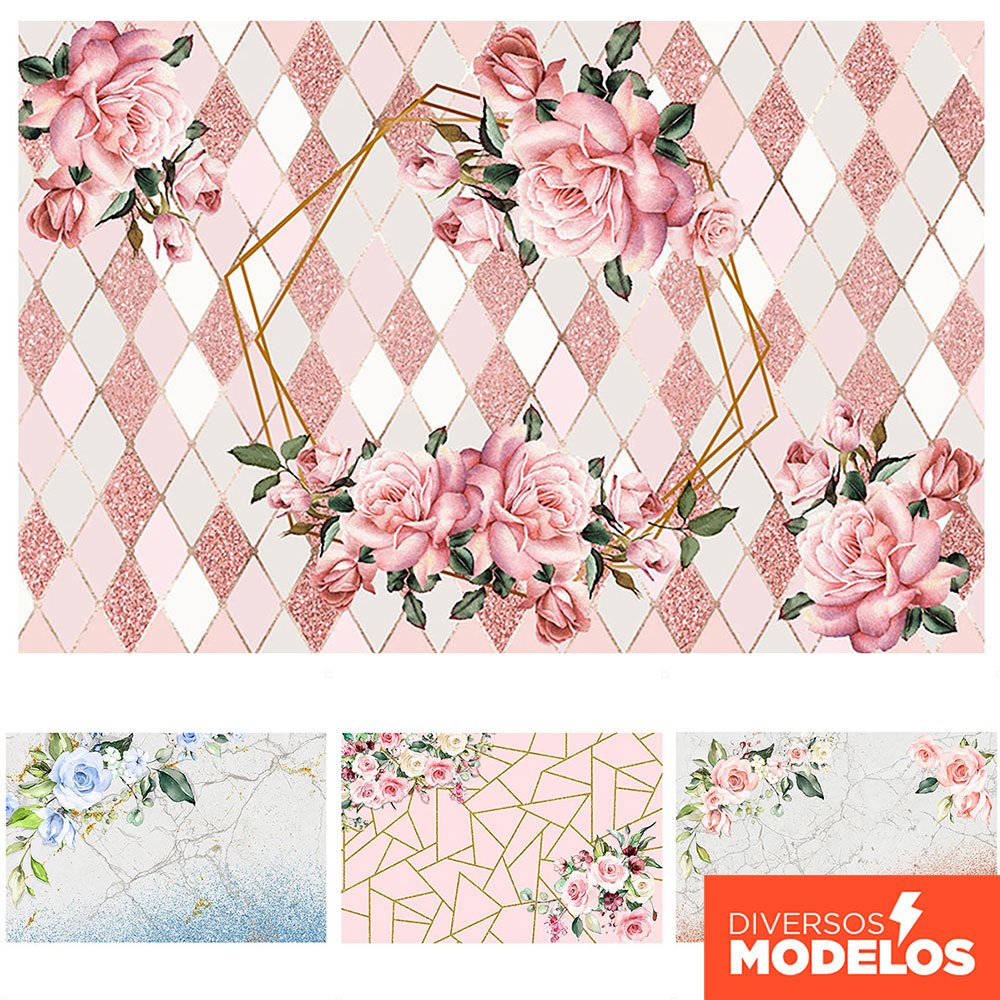 Painel Retangular Floral Horizontal Decoração Festa Flores Sublimado Em Tecido em Oferta na Shopee