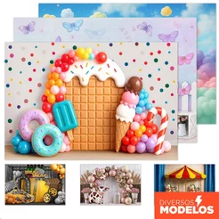 Fundo Fotográfico Infantil Dia das Crianças 1,70x1,20m Cenário Horizontal Painel Sublimado para Foto