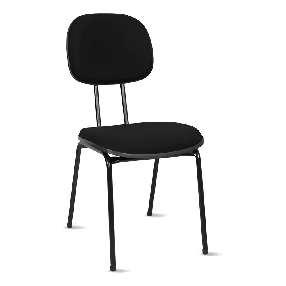 Cadeira De Escritório Secretária Em Base Palito Fixa Preto Preto J. Serrano