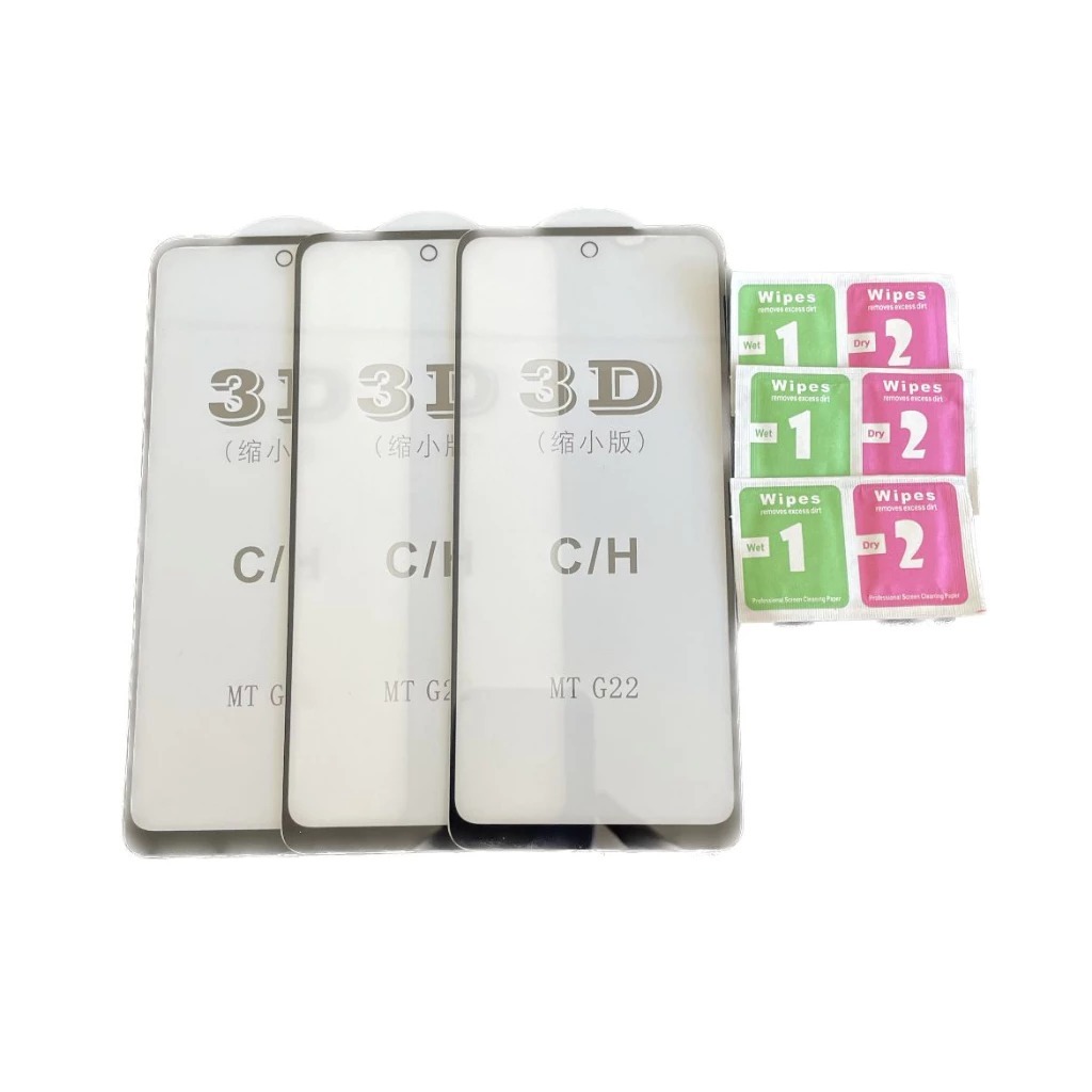 3 Películas (Moto G22) De Vidro 3D + Kit De Limpeza em Oferta na Shopee