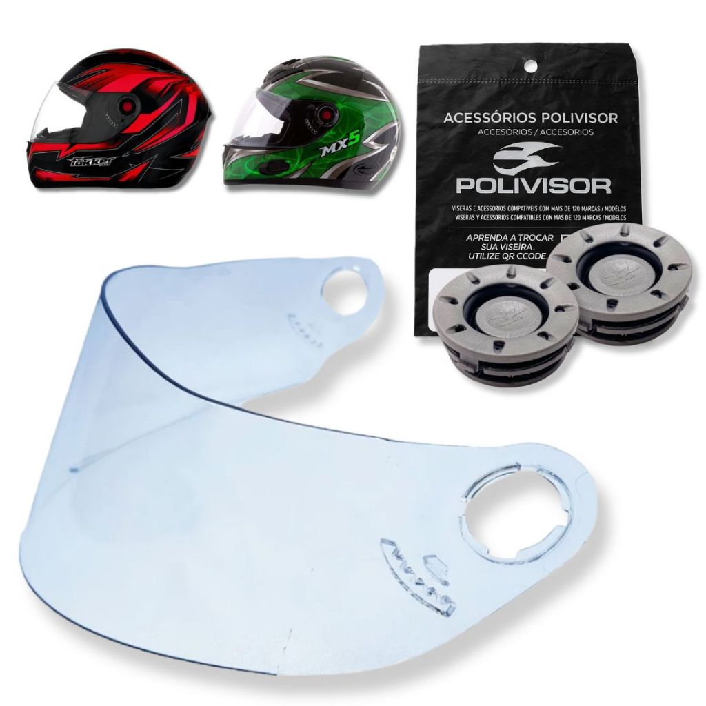 Viseira Cristal + Botão Reparo Capacete Mixs / Fokker / Mx5 em Oferta na Shopee