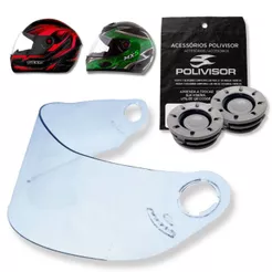 Viseira Cristal + Botão Reparo Capacete Mixs / Fokker / Mx5