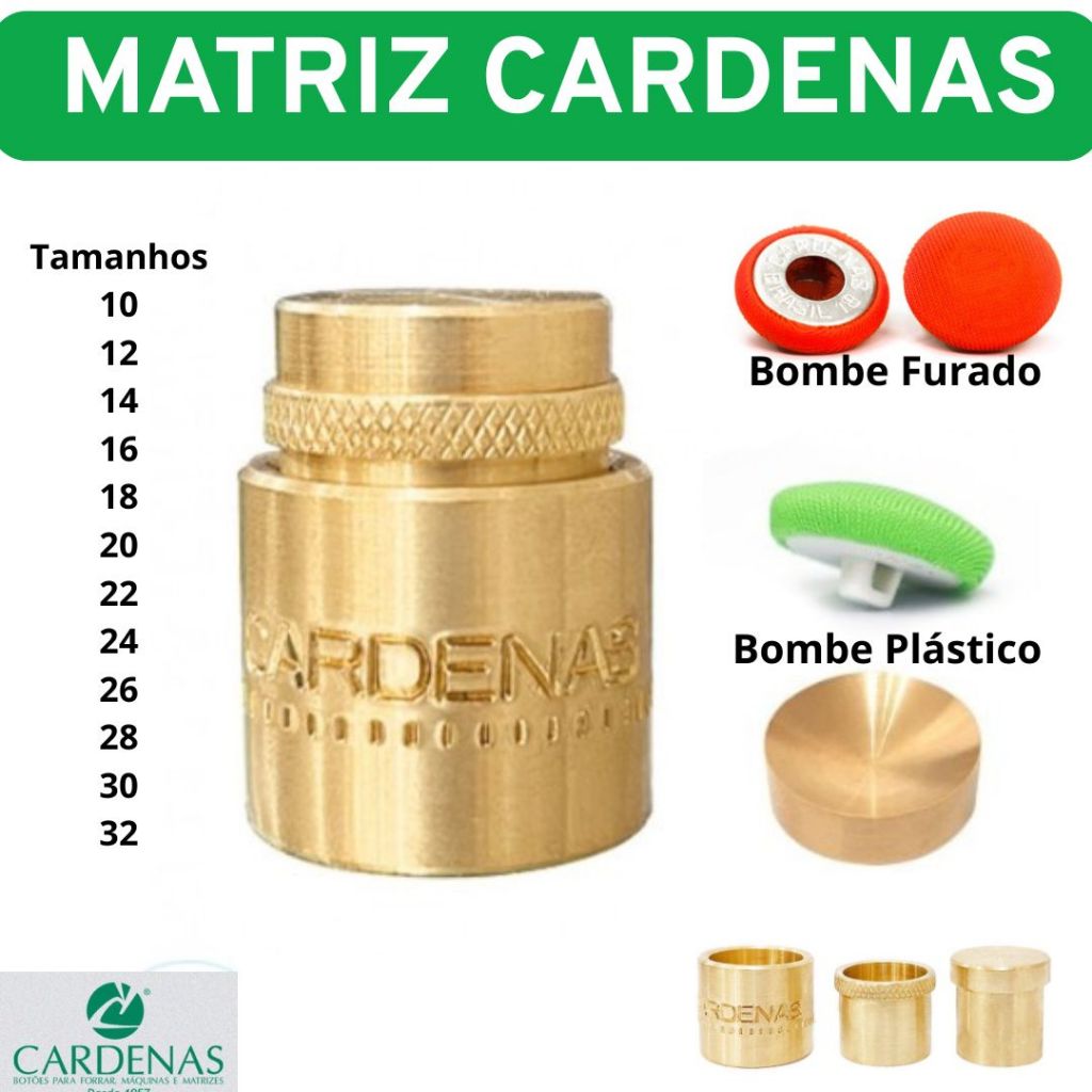 Matriz Cardenas BOMBE 10,12,14,16,18,20,22,24,26,28,30,32 em Oferta na Shopee