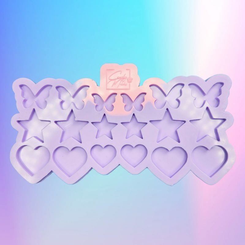 Molde de Silicone Mini Pingentes 18 cavidades Coração - Estrela - Borboleta artesanato resina epóxi