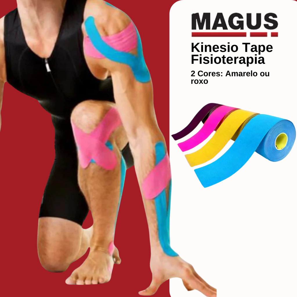 Fita Kinesio Tape 5cm x 5m – Bandagem Elástica Funcional para Fisioterapia e Esportes