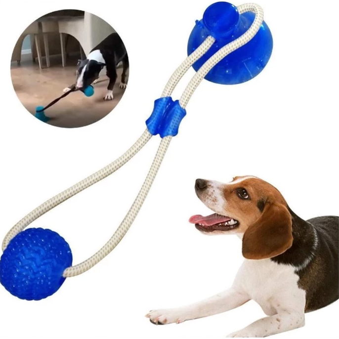 Brinquedo Mordedor Interativo Corda Com Ventosa Gruda no chão Para Caes Cachorro Pet Cabo de Guerra