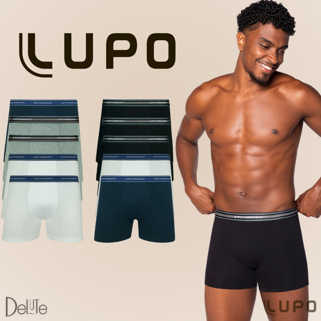 Kit De 10 Cuecas Originais Lupo Boxer Box Básica Em Algodão Cotton Com Elastano